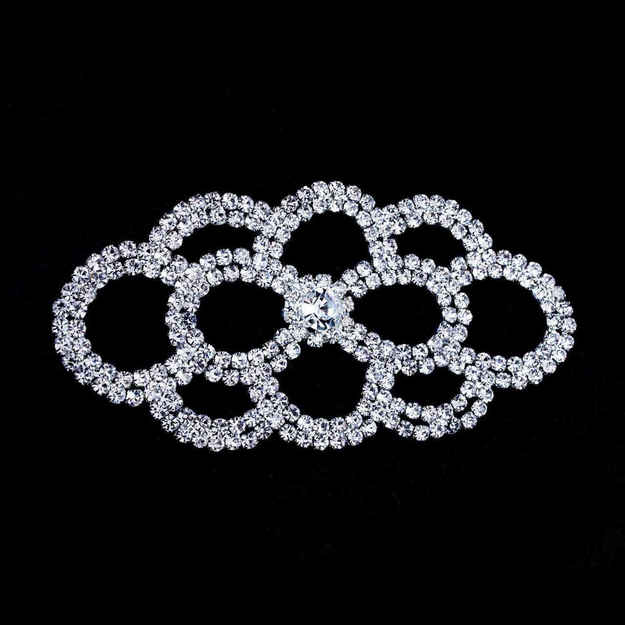 Sew-On Diamante Motif - 115mm x 58mm - Silver