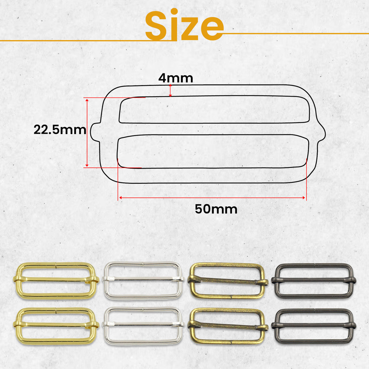 Non-Welded Metal Triglide Slider Buckles (Pack of 2)