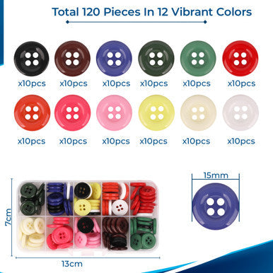 Round Sew On Buttons Selection Box - Multicolour