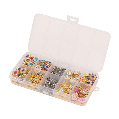 Flower & Star Rhinestone Buttons, Crystal Gem & Dome Stud Kit