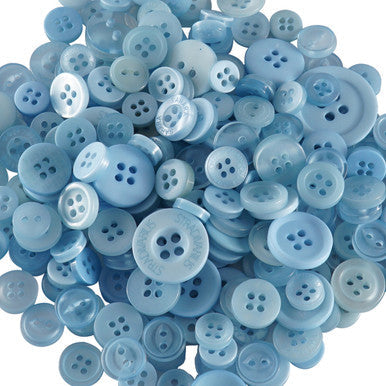 Light Blue Buttons in Mixed Sizes - 100g Bag