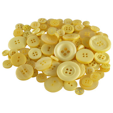 Yellow Buttons in Mixed Sizes - 100g Bag