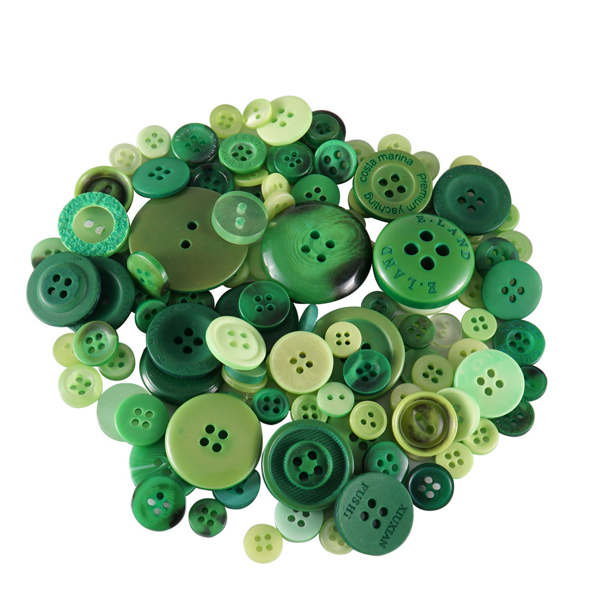 Green Buttons in Mixed Sizes