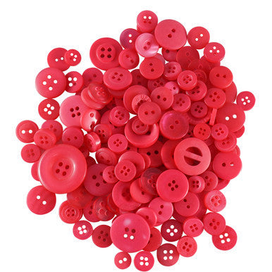 Rose Pink Buttons in Mixed Sizes - 100g Bag