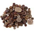 Mixed Brown Buttons in Various Sizes - 100g Bag