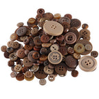 Mixed Brown Buttons in Various Sizes - 100g Bag