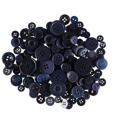 TrimmingShop Navy Buttons - Mixed Sizes, 100g Bag