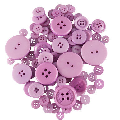 Lilac Buttons in Mixed Sizes - 100g