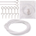 Curtain Wire with Hooks - White
