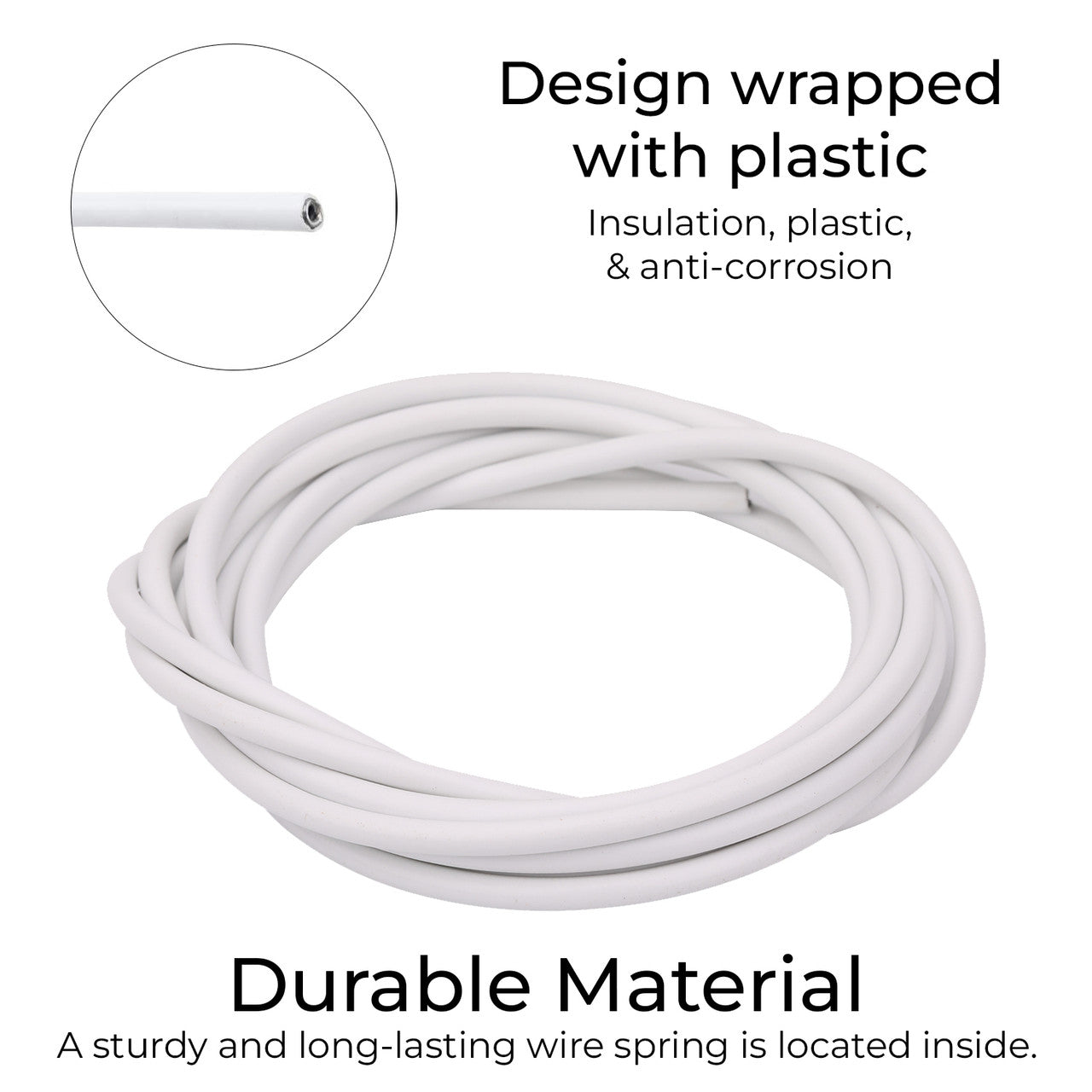 Curtain Wire with Hooks - White
