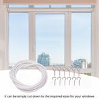 Curtain Wire with Hooks - White