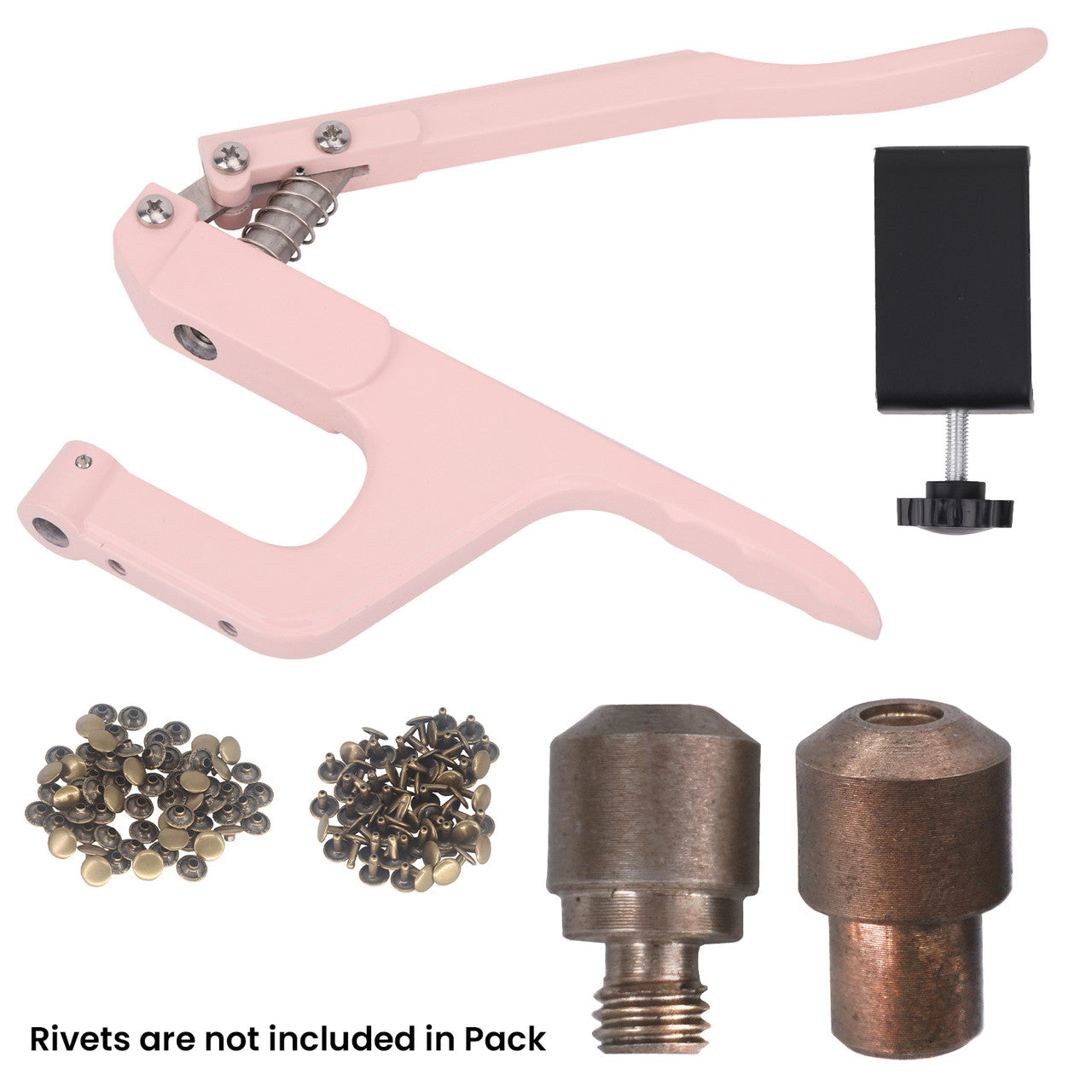 Double Cap Rivet Fixing Die Set with Pink ZYT Table Top Plier