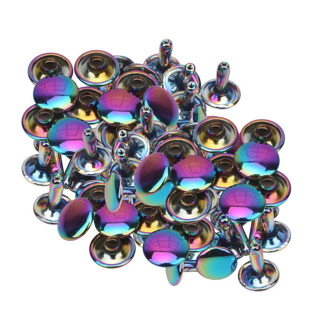 Rainbow Double Cap Brass Rivets (Pack of 10)