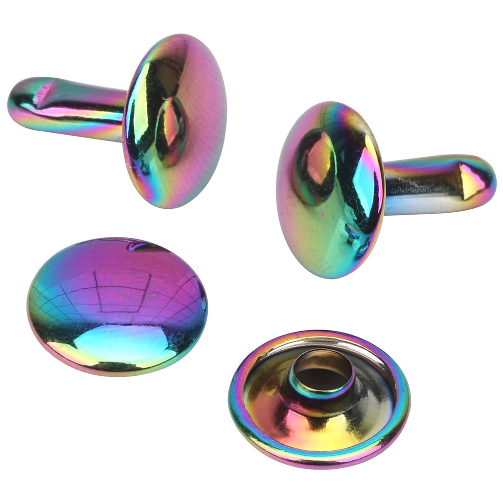 Rainbow Double Cap Brass Rivets (Pack of 10)