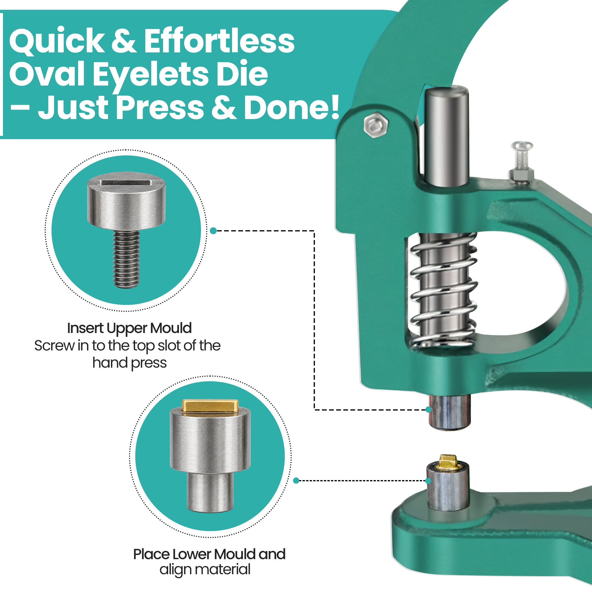 Oval Eyelets Die Set for Green Machine Hand Press