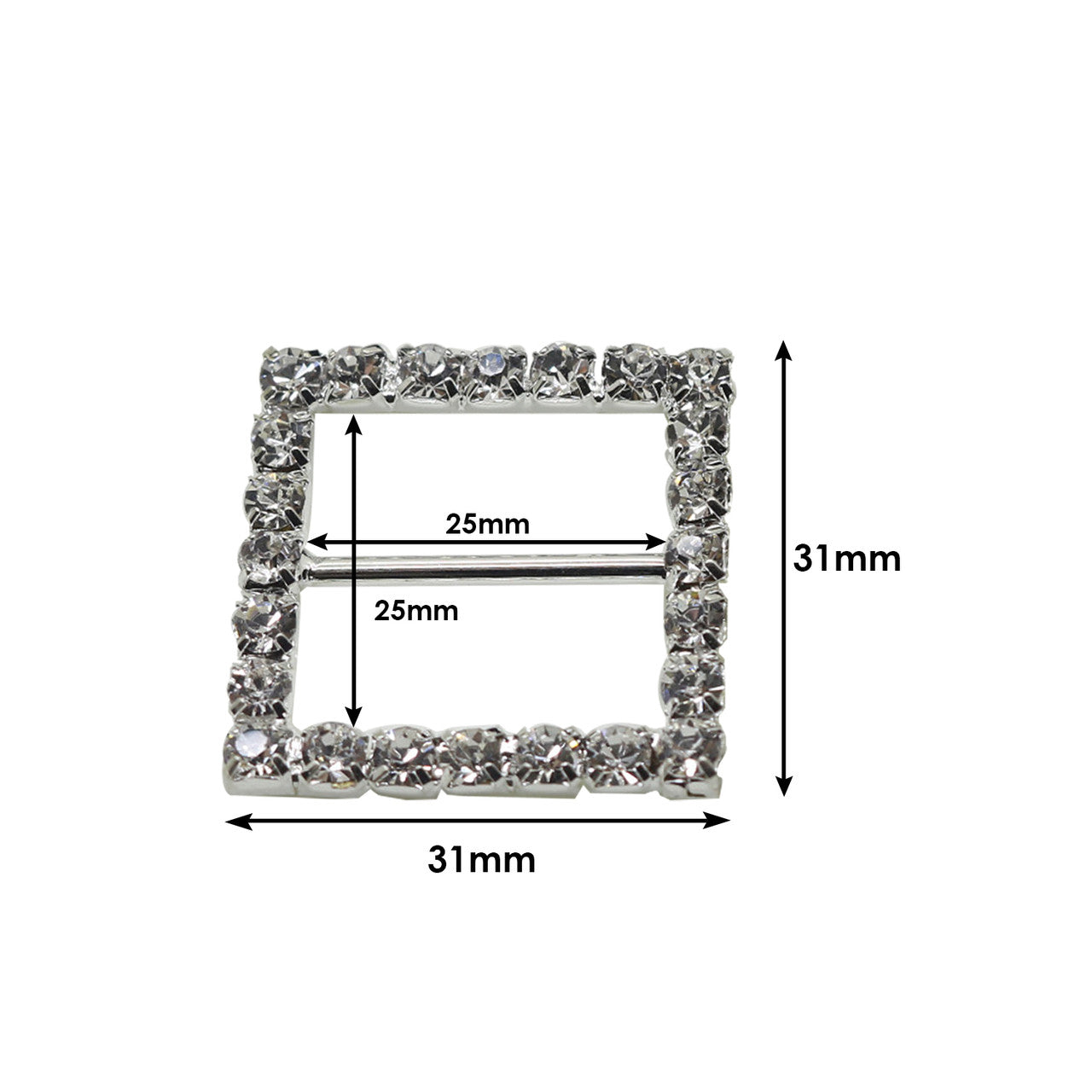 Square Diamante Silver Slider Buckles - (Pack of 10)