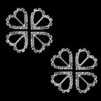 Heart Diamante Silver Slider Buckles - (Pack of 10)