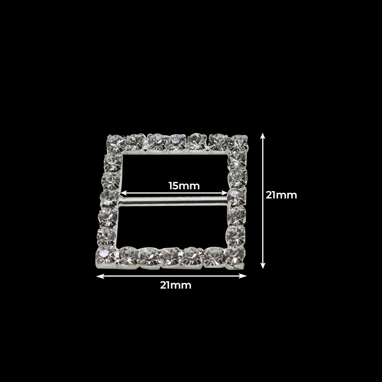 Square Diamante Silver Slider Buckles - (Pack of 10)