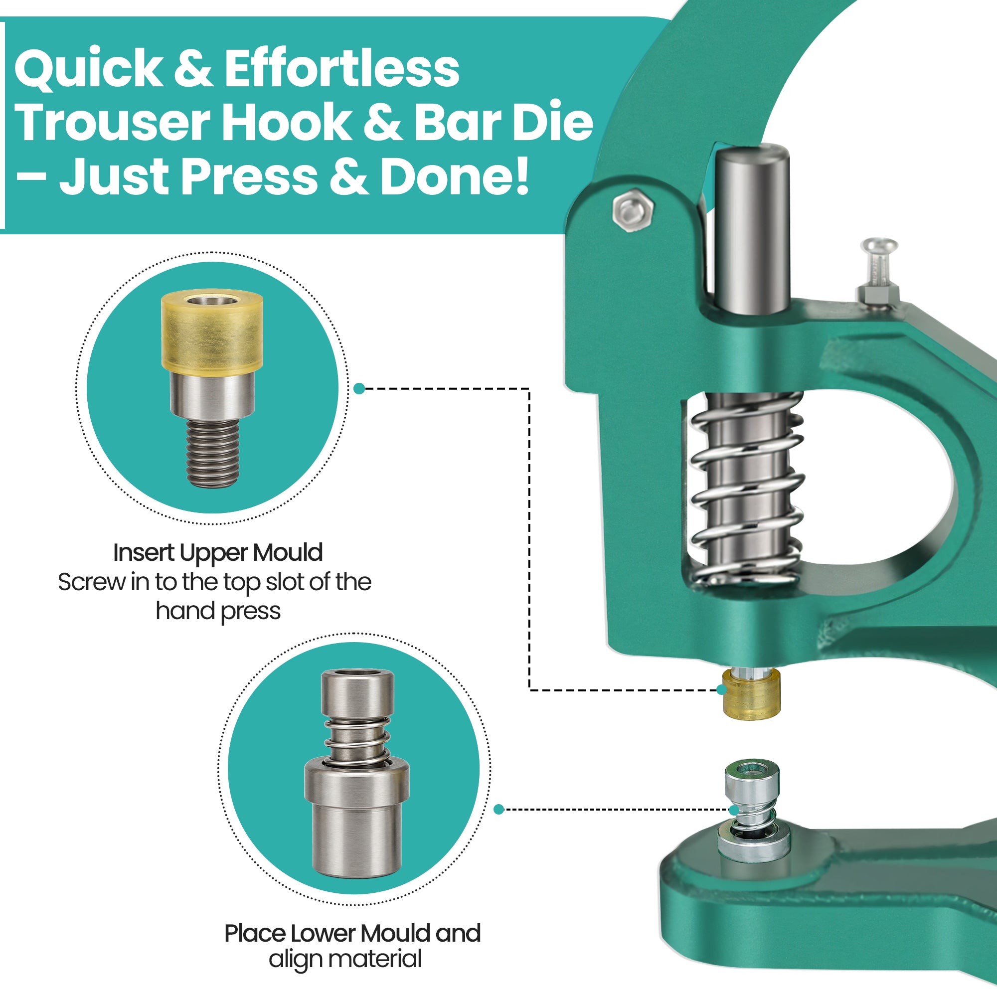 Dome Studs with Pins Die Set for Green Machine Hand Press
