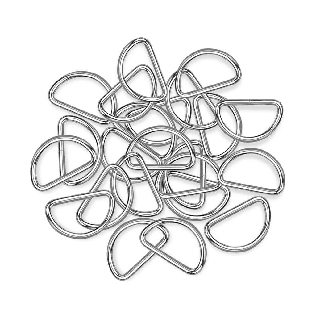 25mm Silver Non-Welded Metal D-Rings (Pack of 2)