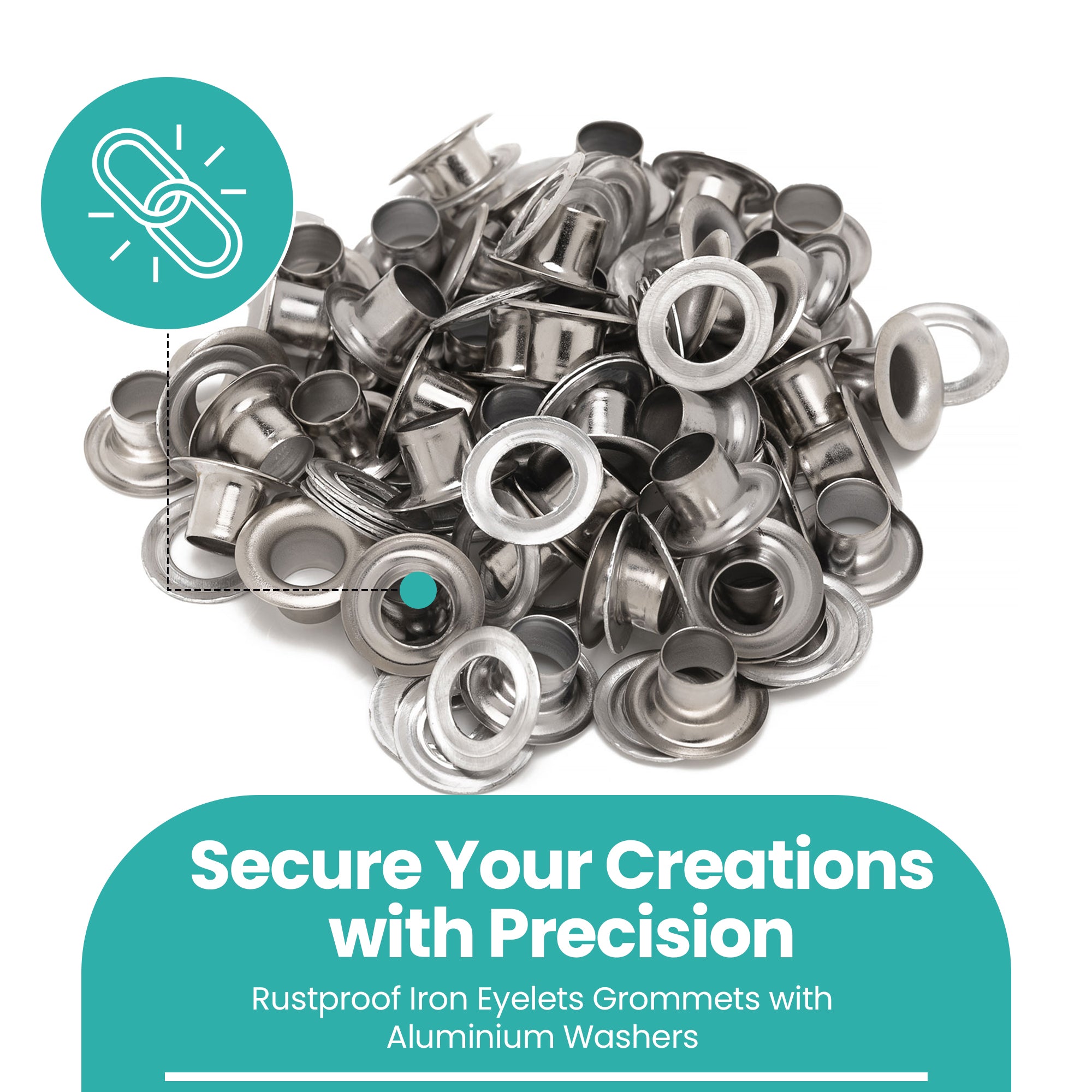 6.5mm Iron Eyelets with Aluminium Washers - Pack of 50