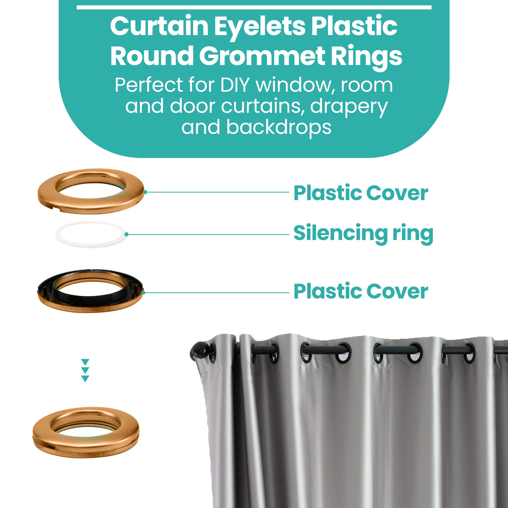 40mm Brass Eyelets with Washers and Spacers - Pack of 10