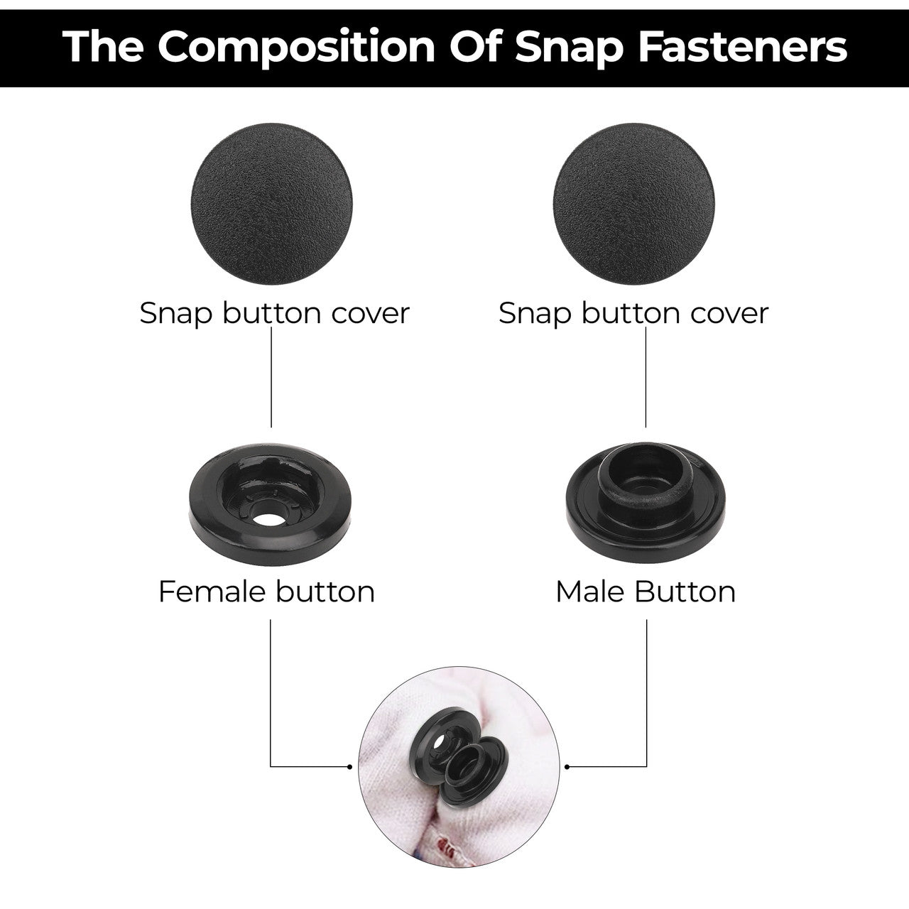 Genuine Kam Snap Buttons Black & White
