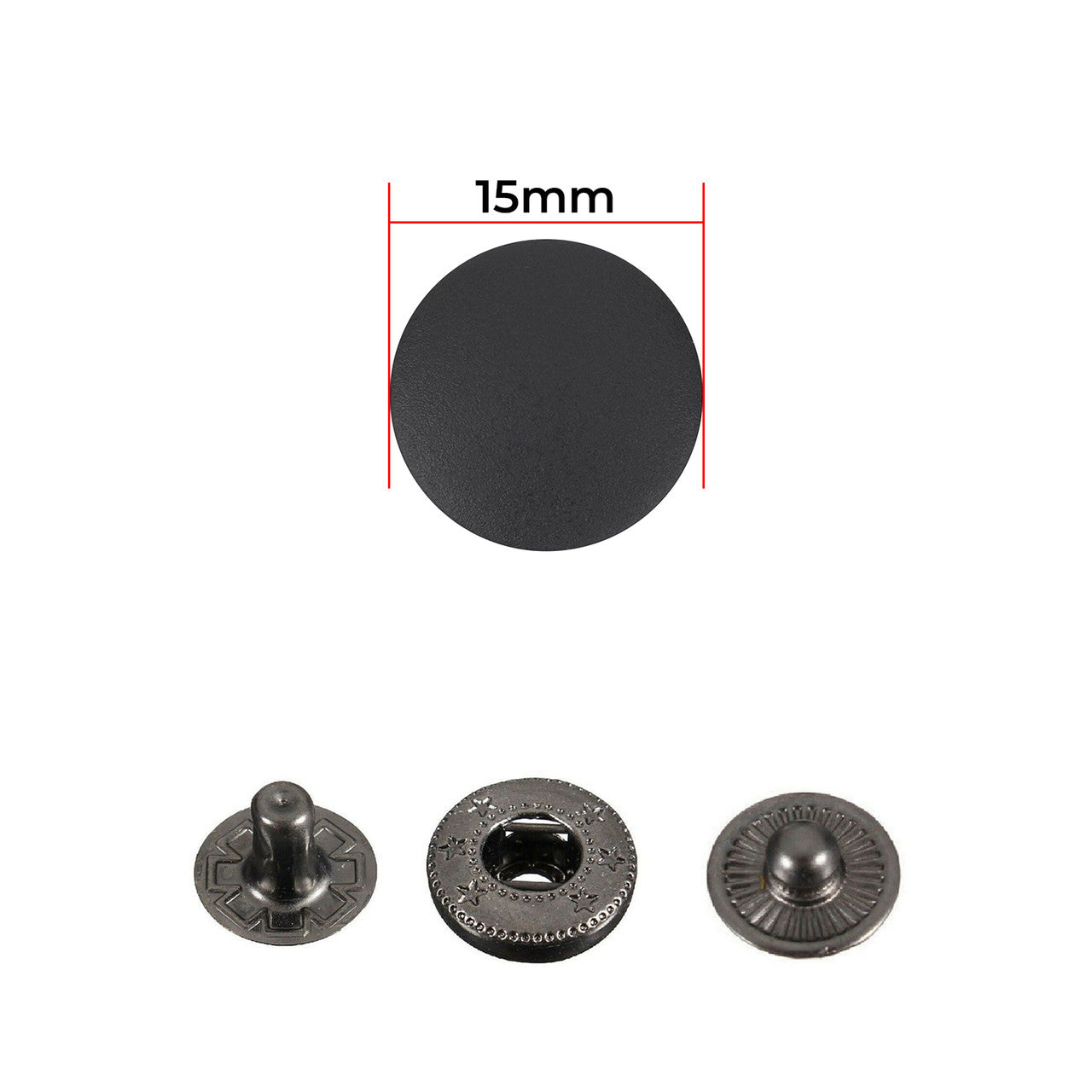 15mm S Spring Press Studs With Gunmetal Back Snaps With OR Without Hand Tool