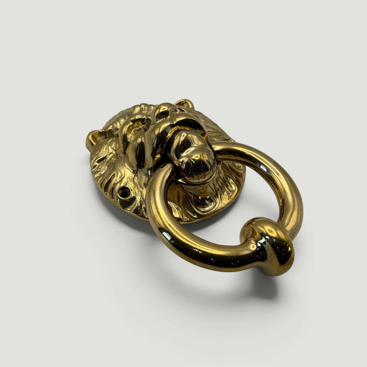 Lions Head Ring Knocker – Polished Brass