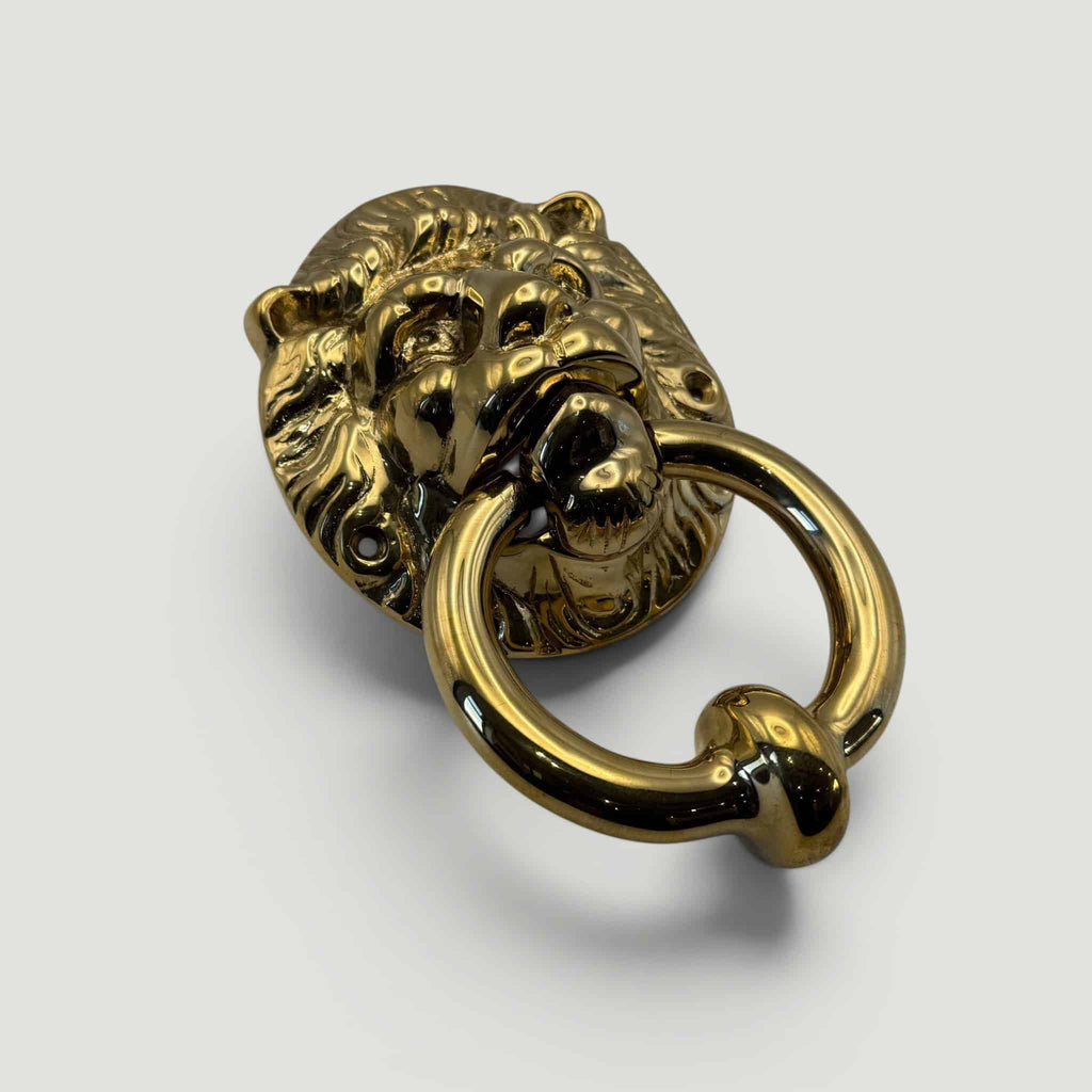 Lions Head Ring Knocker – Polished Brass