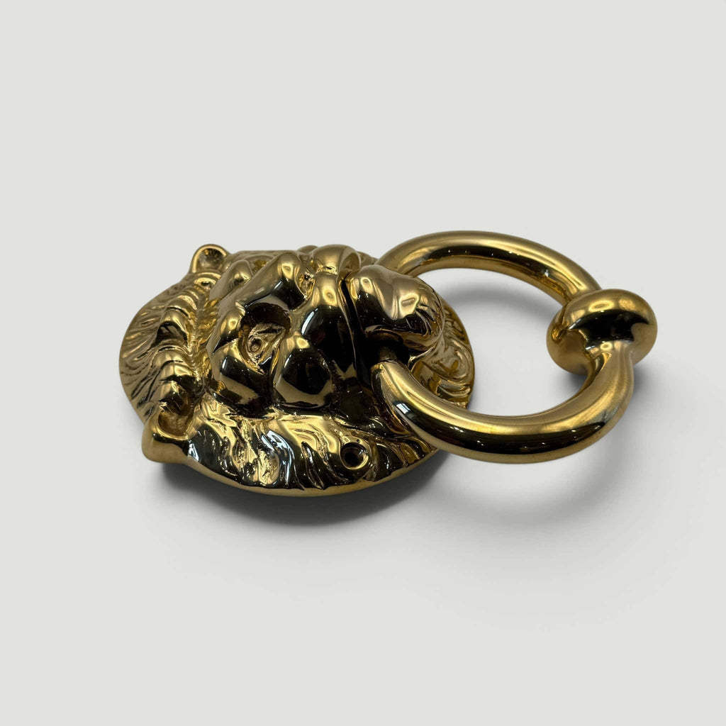 Lions Head Ring Knocker – Polished Brass