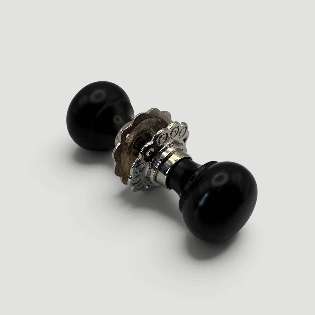 Ebony Bun Door Knob – Polished Nickel