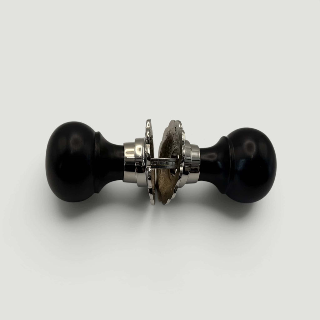 Ebony Bun Door Knob – Polished Nickel