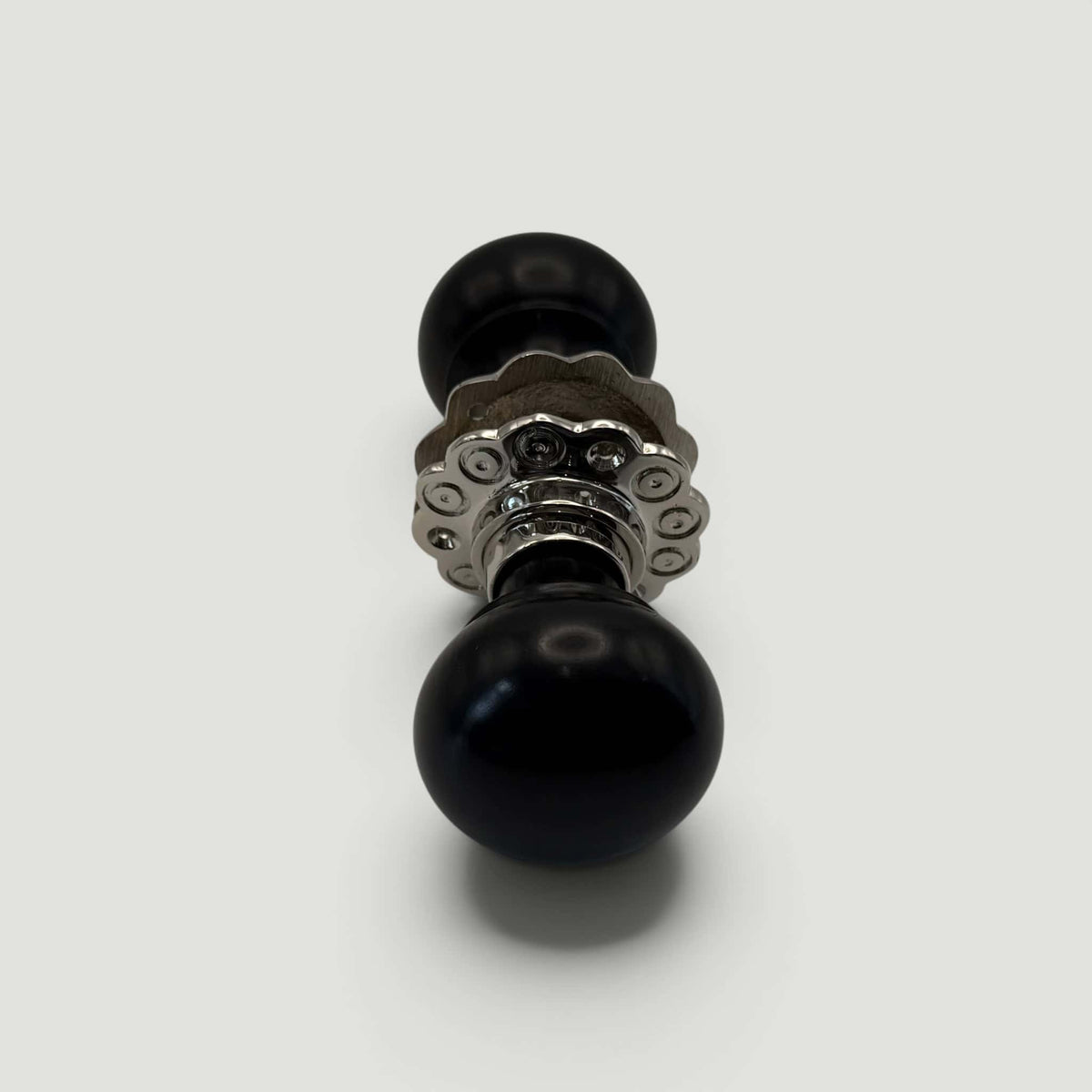 Ebony Bun Door Knob – Polished Nickel