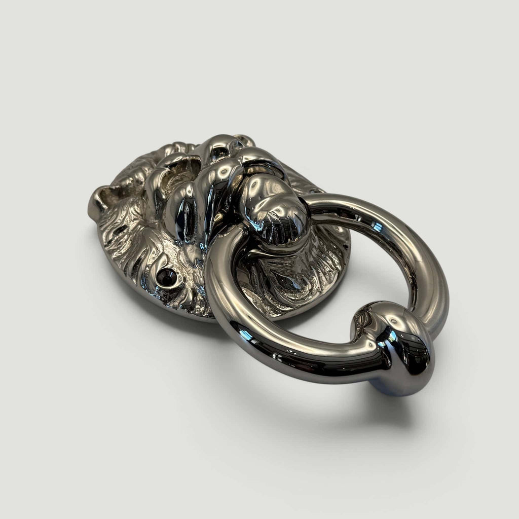 Lions Head Ring Knocker – Polished Nickel