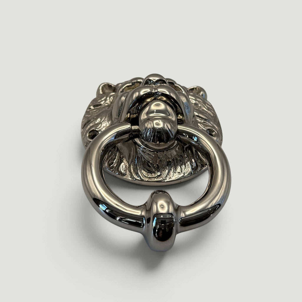 Lions Head Ring Knocker – Polished Nickel