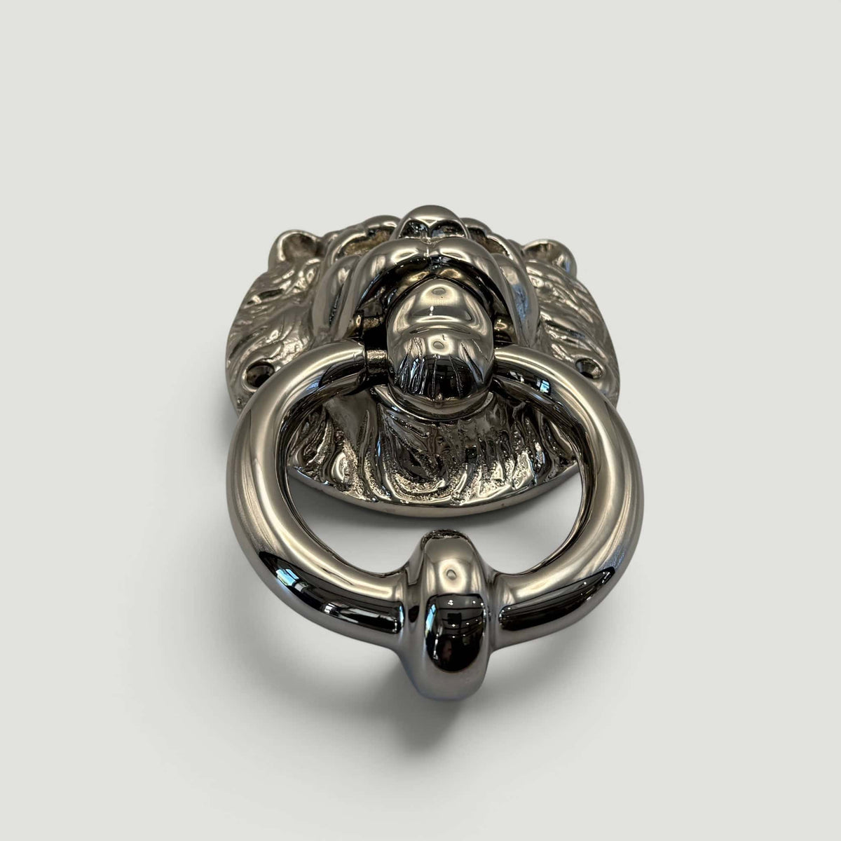 Lions Head Ring Knocker – Polished Nickel