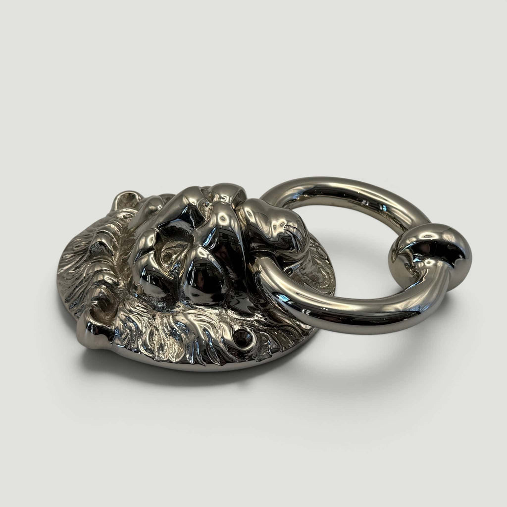 Lions Head Ring Knocker – Polished Nickel