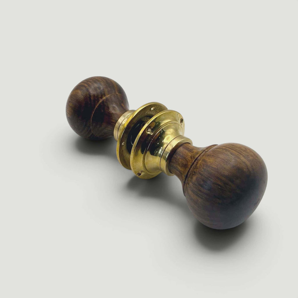 Rosewood Bun Door Knob – Polished Brass