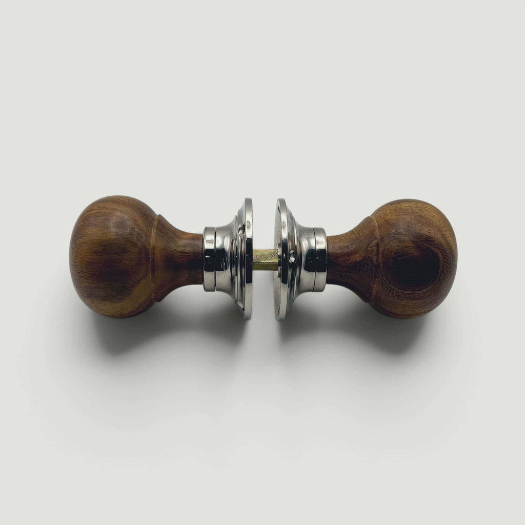 Rosewood Bun Door Knob – Polished Nickel