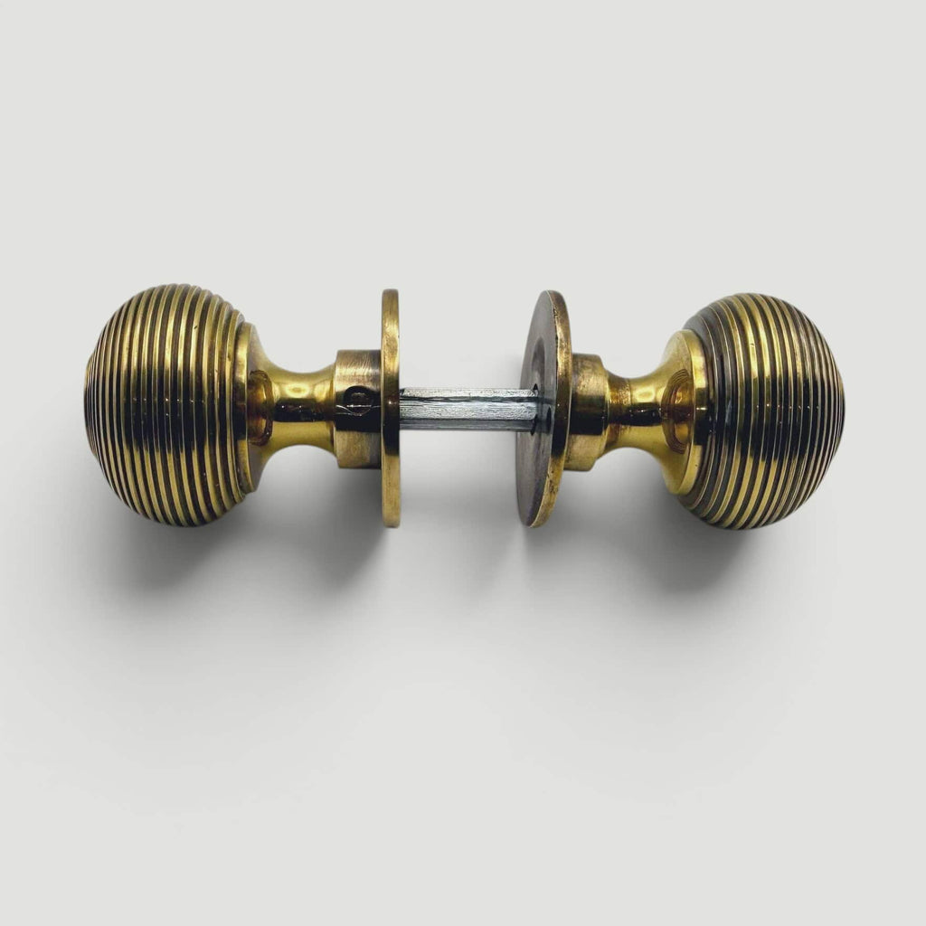 Solid Beehive Door Knob – Aged Brass