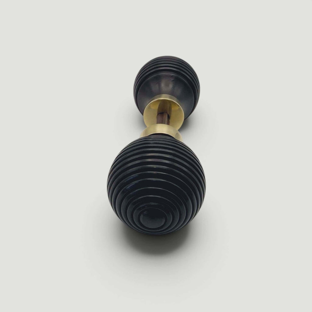 Ebony Beehive Door Knob – Aged Brass