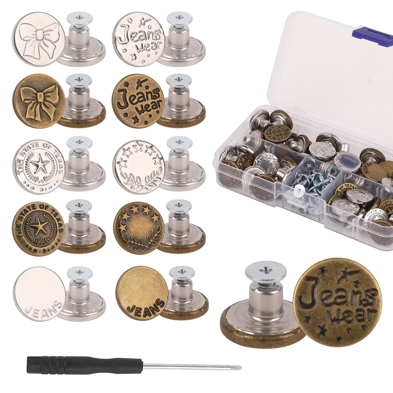 17mm Jeans button box