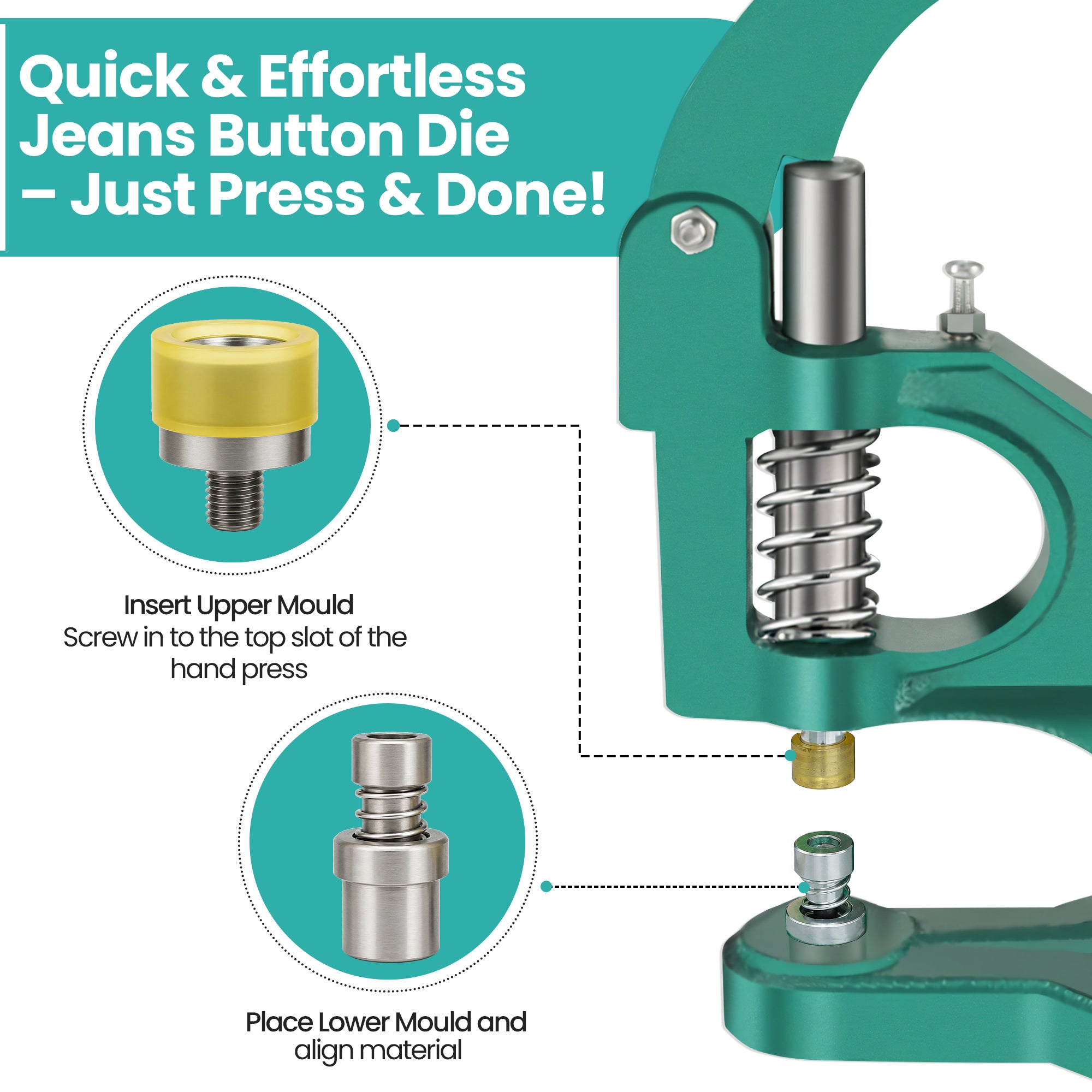 Jeans Button Die Set for Green Machine Hand Press
