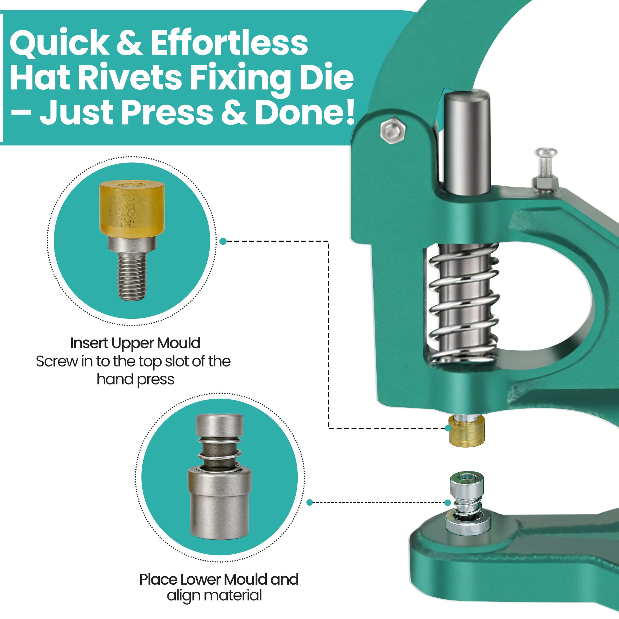 Hat Rivets Fixing Die Set for Green Machine Hand Press