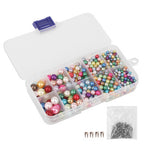 Coloured Plastic Pearl Beads with Pronged Pins – 700 pcs Mixed Sizes