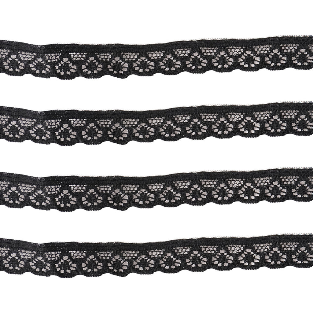 12mm Black Mesh Pattern Embroidery Lace