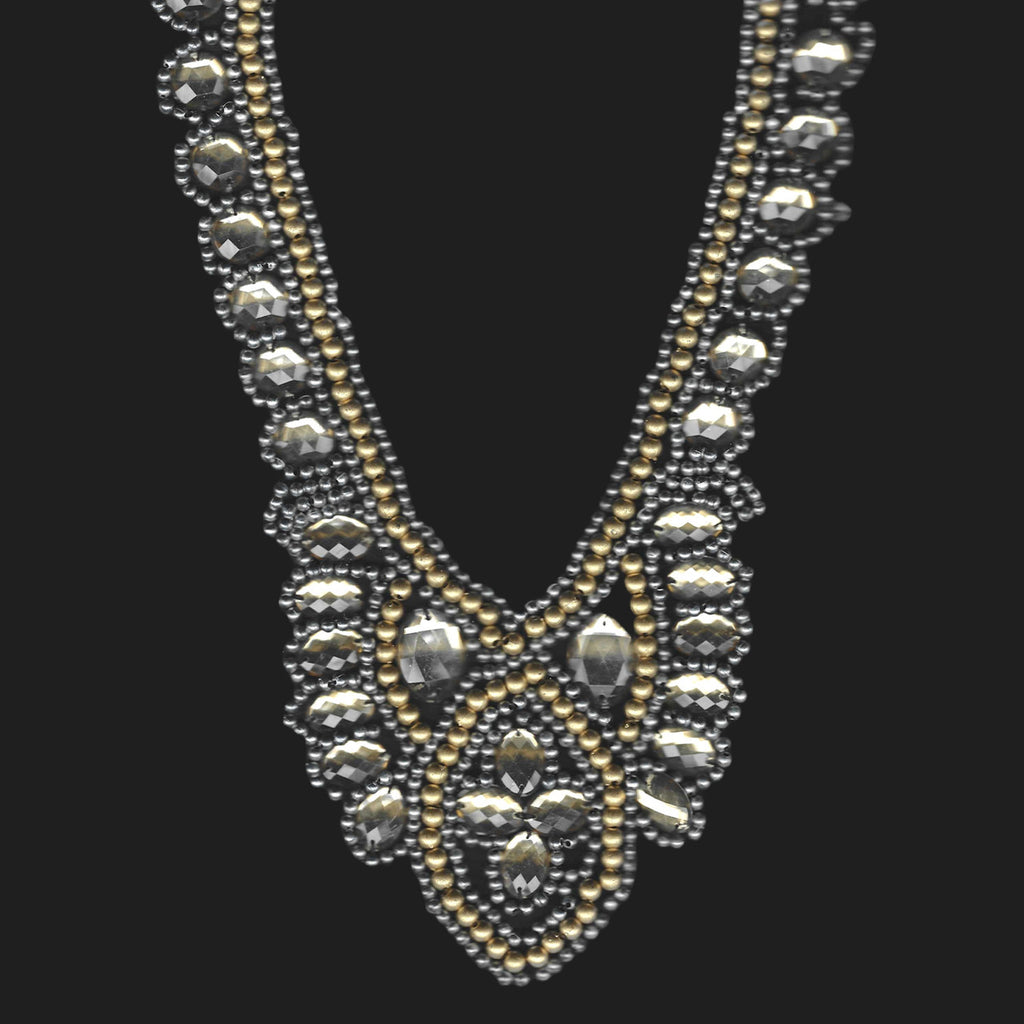 Rhinestone Lace Neck Collar (645mm x 270mm) - Silver