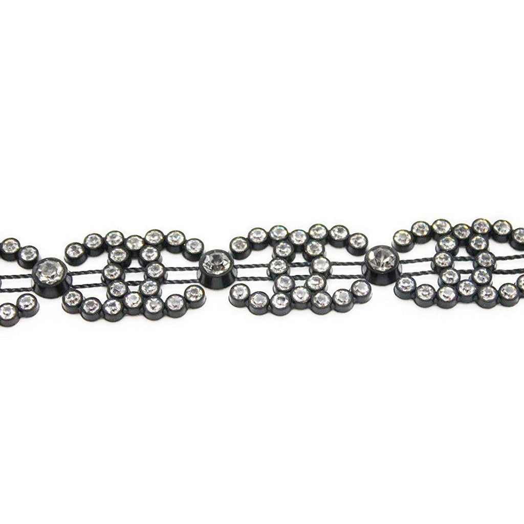 1M Rhinestone Lace - Black