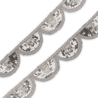 40mm Sequin Lace Trim - Silver